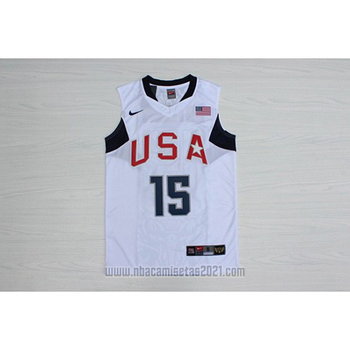 Camiseta USA 2008 Anthony #15 Blanco